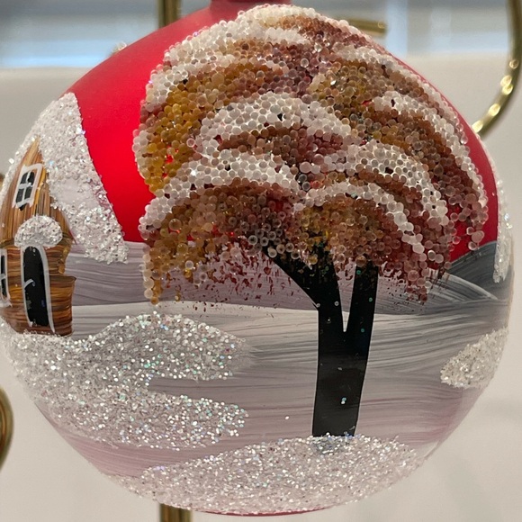 POLISH GALLERY HANDMADE ART COLLECTION CHRISTMAS ORNAMENT Country House & Trees - Picture 4 of 12